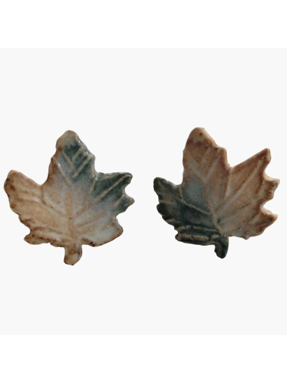 Handcrafted Ceramic Maple Leaf Stud Earrings Autumn Multicolor
